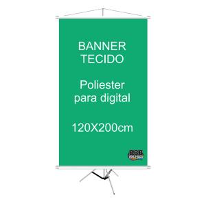Banner Tecido 120x200cm Tecido impresso 100% Poliester Interflex 120x200cm 4x0  Bastões, ponteiras brancas e corda para pendurar. 