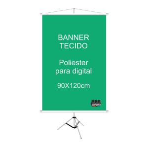 Banner Tecido 80x120cm Tecido impresso 100% Poliester Interflex 80x120cm 4x0  Bastões, ponteiras brancas e corda para pendurar. 